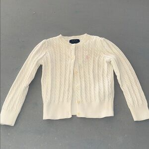 POLO RALPH LAUREN Size 4 Girl’s Cable Knit Cardigan Sweater Cream